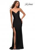 Picture of: Rhinestone Strap Simple Long Jersey Dress in Black, Style: 30435, Detail Picture 6