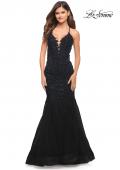 Picture of: Mermaid Tulle and Lace Jeweled Prom Dress in Black, Style: 30584, Detail Picture 6