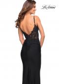Picture of: Illusion Lace V Neck Top with Jersey Skirt Dress in Black, Style: 30757, Detail Picture 6