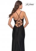 Picture of: Drape Neckline Jeweled Jersey Prom Dress with High Slit in Black, Style: 31221, Detail Picture 6