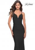 Picture of: Simple Jersey Dress with Low Open Back and Ruched Zipper in Black, Style: 31227, Detail Picture 6