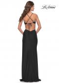Picture of: Jersey Prom Dress with Side Cut Outs and Tie Back in Black, Style: 31292, Detail Picture 6