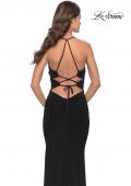 Picture of: Unique Cut Out Net Jersey Prom Dress in Black, Style: 31334, Detail Picture 6
