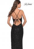 Picture of: Sequin Dress with Stunning Fringe Beaded Slit in Black, Style: 31389, Detail Picture 6
