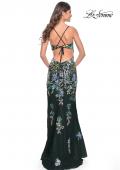 Picture of: Floral Embroidered and Sequin Print Gown with Lace Up Back in Black, Style: 31992, Detail Picture 6