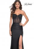 Picture of: Rhinestone Bustier Prom Dress with Ruching in Black, Style: 32012, Detail Picture 6