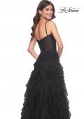 Picture of: Tulle A-Line Dress with Ruffle Skirt and Buster Rhinestone Fishnet Bodice in Black, Style: 32233, Detail Picture 6