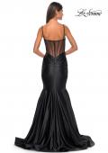 Picture of: Satin Mermaid Prom Gown with Corset Top in Black, Style: 32269, Detail Picture 6