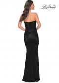 Picture of: Strapless Stretch Satin Dress with Ruching in Black, Style: 32300, Detail Picture 6