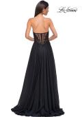 Picture of: Chiffon Gown with High Slit and Strapless Lace Top in Black , Style 32804, Detail Picture 6