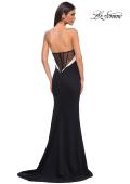 Picture of: Black and White Prom Dress with Illusion Back in Black , Style 32808, Detail Picture 6