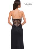 Picture of: Strapless Jersey Dress with Rhinestone Neckline and Slit Detail in Black , Style 32825, Detail Picture 6