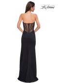 Picture of: Chic Jersey Dress with Asymmetrical Neckline and Sheer Back in Black , Style 32849, Detail Picture 6