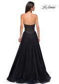 Picture of: Strapless Tulle Gown with Unique Beaded Sheer Top in Black , Style 32856, Detail Picture 6