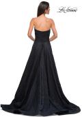 Picture of: Textured Jacquard Evening Gown with Strapless Top in Black , Style 32893, Detail Picture 6