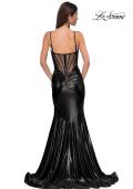 Picture of: Mermaid Metallic Jersey Dress with Draped Neckline in Black , Style 32897, Detail Picture 6
