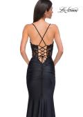 Picture of: Lovely Ruched Jersey Dress with Sequin Lace Beaded Bodice in Black , Style 32920, Detail Picture 6