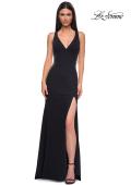 Picture of: Open Back Evening Dress with Rhinestone Embellished Sides and Back in Black , Style 32922, Detail Picture 6