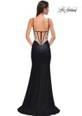 Picture of: Jersey Prom Dress with Gorgeous Rhinestone Rose Design Bodice in Black , Style 32930, Detail Picture 6
