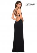 Picture of: Asymmetrical Jersey Prom Dress with Cut Outs in Black, Style: 27126, Detail Picture 7