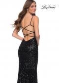 Picture of: Gorgeous Sequin Dress with V Neck and Open Back in Black, Style 29872, Detail Picture 7