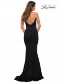 Picture of: Jersey Long Dress with Diamond Thin Straps in Black, Style: 30785, Detail Picture 7