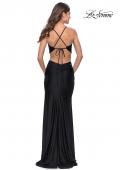 Picture of: Prom Dress with Side Cutouts and Open Tie Back in Black, Style: 30977, Detail Picture 7
