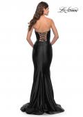 Picture of: Intricate Lace Up Back Liquid Jersey Mermaid Gown in Black, Style: 31321, Detail Picture 7