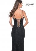 Picture of: Intricate Lace Up Back Prom Dress in Beaded Lace in Black, Style: 31973, Detail Picture 7