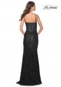Picture of: Stretch Lace Fitted Dress with Illusion Bustier Top in Black, Style: 32231, Detail Picture 7