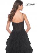 Picture of: Tulle A-Line Dress with Ruffle Skirt and Buster Rhinestone Fishnet Bodice in Black, Style: 32233, Detail Picture 7