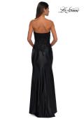 Picture of: Strapless Satin Dress with Lace Top and Sweetheart Neckline in Black, Style: 32582, Detail Picture 7