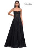Picture of: Gorgeous A-line Tulle Gown with Beaded Floral Applique in Black , Style 32781, Detail Picture 7