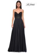 Picture of: Chiffon Gown with High Slit and Strapless Lace Top in Black , Style 32804, Detail Picture 7