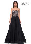 Picture of: A-line Tulle Prom Dress with Stunning Floral Beaded Design in Black , Style 32862, Detail Picture 7