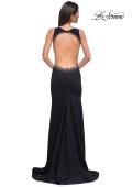 Picture of: Open Back Evening Dress with Rhinestone Embellished Sides and Back in Black , Style 32922, Detail Picture 7
