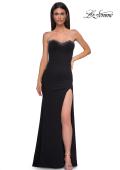 Picture of: Chic Jersey Evening Dress with Scattered Rhinestone Neckline in Black , Style 32975, Detail Picture 7