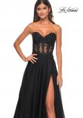 Picture of: A-Line Tulle Ballgown with Lace Illusion Bodice in Black, Style: 32313, Detail Picture 21