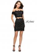 Picture of: Lace Two Piece Dress Set with Off the Shoulder Top in Black Nude, Style: 26666, Detail Picture 1