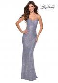 Picture of: Multi Colored Long Sequined Prom Dress with Cutouts in Blue Multi, Style: 28724, Detail Picture 1