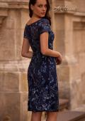 Picture of: Short Beaded Lace Dress with Illusion Top and Sleeves, Style: 29959, Back Picture