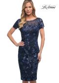 Picture of: Short Beaded Lace Dress with Illusion Top and Sleeves, Style: 29959, Detail Picture 2