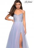 Picture of: Rhinestone Bodice Tulle Prom Dress with Cutout Back in Blue/Pink, Style: 27636, Detail Picture 1