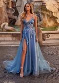Picture of: Gorgeous Beaded Lace Applique Gown with Illusion Bodice in Blue, Style: 32057, Main Picture