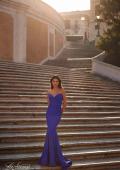 Picture of: Simple Jersey Mermaid Prom Dress with Structured Hem in Blue, Style: 32289, Detail Picture 2