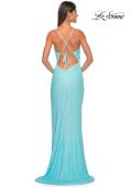 Picture of: Sequin Dress with Stunning Fringe Beaded Slit in Pastels in Light Blue, Style: 31444, Detail Picture 3
