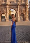 Picture of: Corset Rhinestone Fishnet Long Dress with Boning Detail in Blue, Style: 32038, Detail Picture 4
