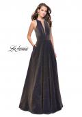 Picture of: Long Sparkling Prom Dress with High Neck and Cut Outs in Blue Gold, Style: 26073, Detail Picture 1