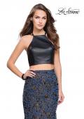 Picture of: Two Piece Mermaid Prom Dress with Vegan Leather Top in Blue Multi, Style: 25602, Detail Picture 1