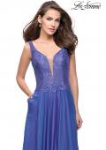 Picture of: Long Evening Gown with Chiffon Skirt and Scoop Open Back in Blue Violet, Style: 25513, Detail Picture 1